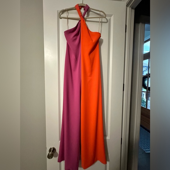 Wonderment 2 Trina Turk halter color block jumpsuit. - Picture 2 of 6